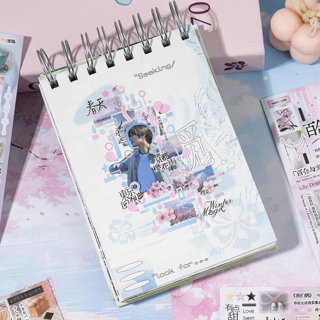 27Pcs/book Cute Die-cut Flash Decorative Stickers Book DIY Scrapbook Phone Case Decoration Collage Material Aesthetic Stationery Qme