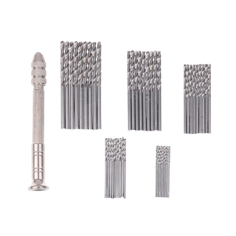 50Pcs Precision Pin Vise Hobby Drill With Model Twist Hand Drill Bits Set High Speed Hole Opening DIY Drilling Tool Qme