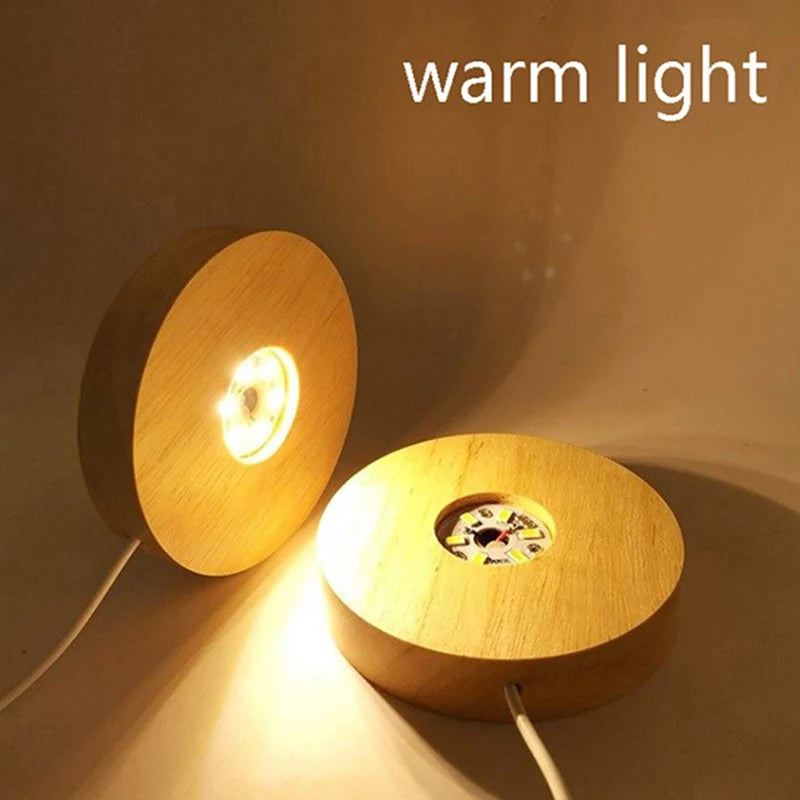 Wooden LED Light Dispaly Base Night Lamp Display Crystal Ball Wood Qme