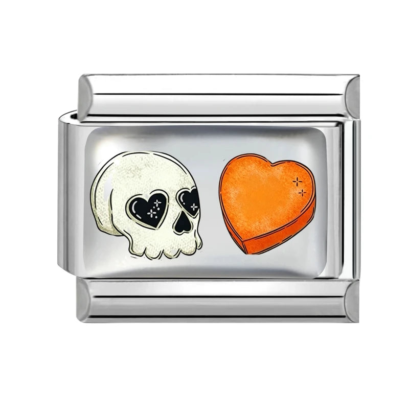New 2026 Design Halloween Cherry Bow Pumpkins Ghost Italian Charm Links Fit 9MM Stainless Steel Bracelet Jewelry DIY Making Gift Qme S 8