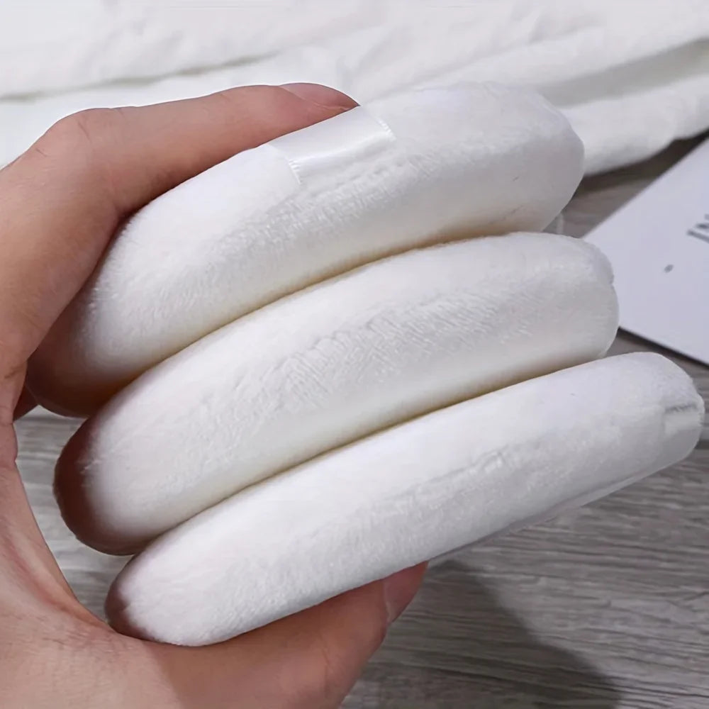 Extra-large-sized body, facial makeup pads - with satin handles, suitable for powder, application and setting foundation Qme