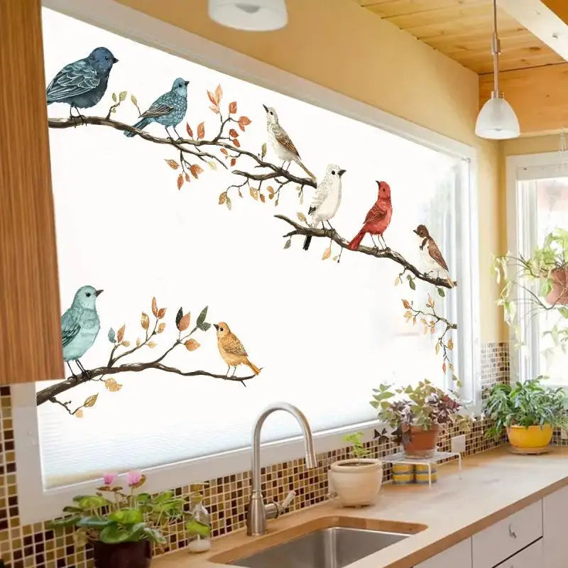 Bird Branches Window Stickers Removable Bedroom Home Decoration Qme Default Title