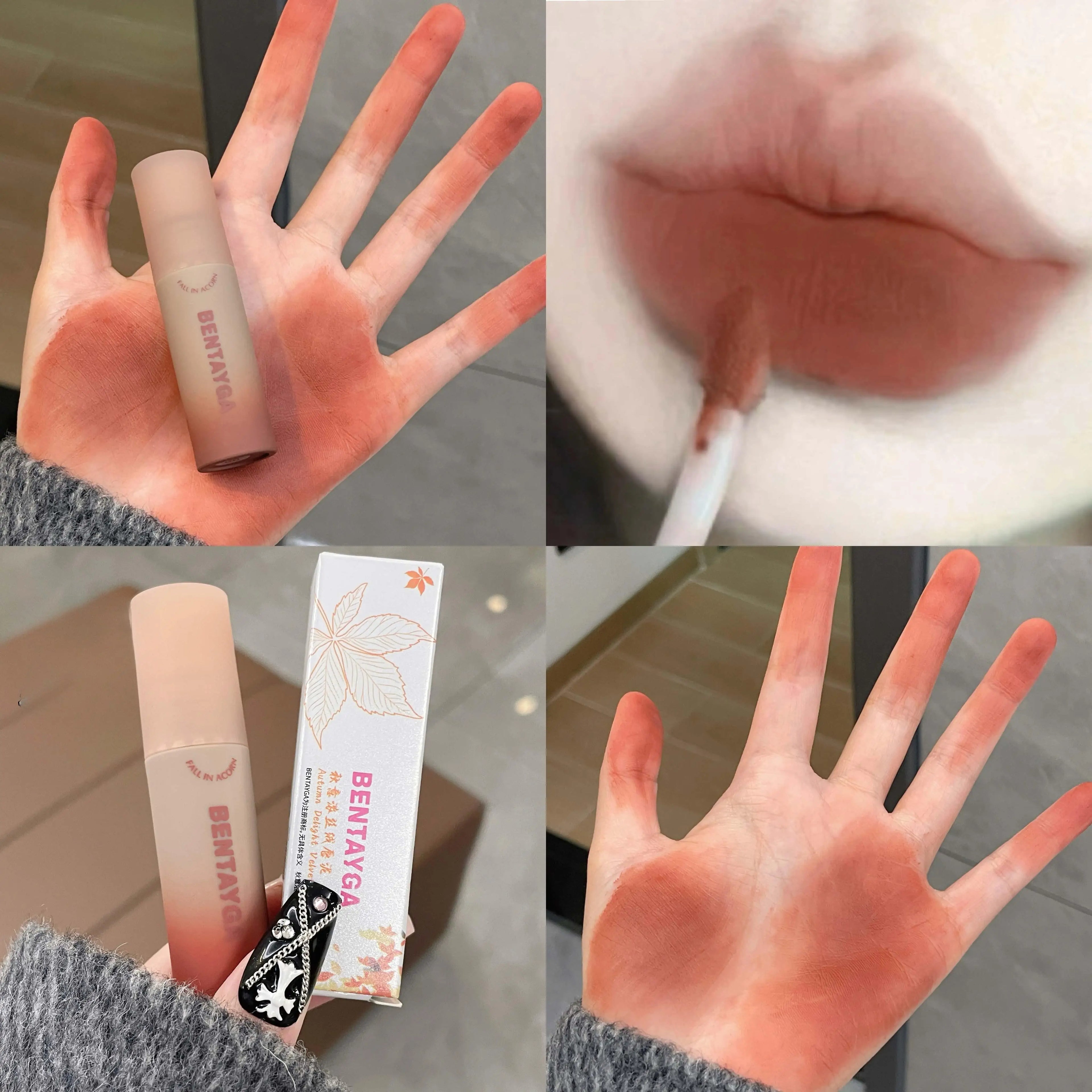 Reddish-brown Stain Lip Mud Waterproof Long-lasting Easy Wear Velvet Qme DB-24-6