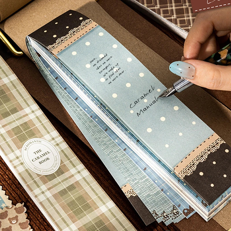 Caramel Retro Plaid Long Sticky Notes, Writable Memos, Junk Journal Base Paper, Great for Office and Study Use. Qme