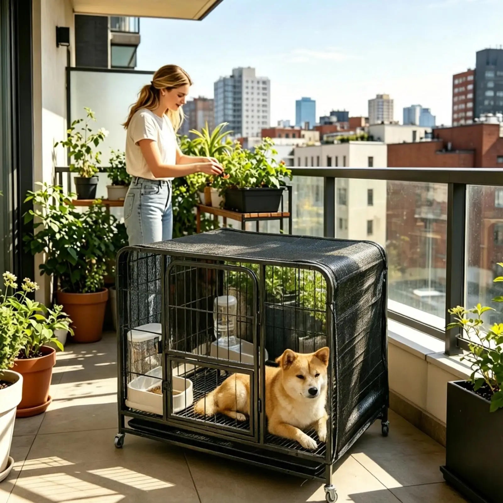 Kennel Cover Large UV Protection Portable Screen Outdoor Dog House Kennel Cover For Outdoor Yard Pathway Farm Patio Lawn Balcony Qme