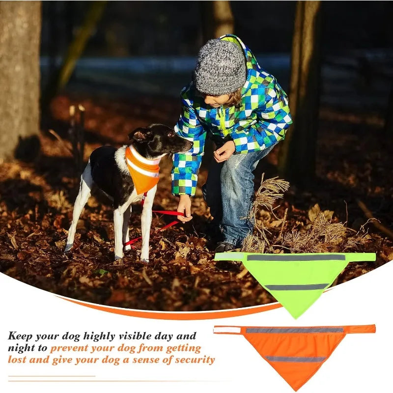 Pet triangle scarf with reflective strip for high visibility, suitable for small and medium-sized dogs to safely walk at night Qme