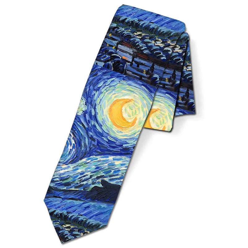 Funny Lightning Print Fashion Tie Boys Business Party Wide Polyester Qme style4