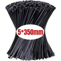 200/100PCS Black Cable Ties High Tensile Strength, UV Resistant, Self-Locking For Home & Office Cord Management Qme 5X350mm 200pcs