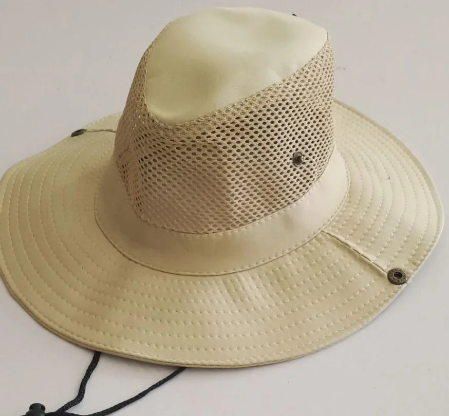 Men's Wide Brim Knight Sun Hat Monochrome Matte Outdoor Fisherman Cap Qme beige