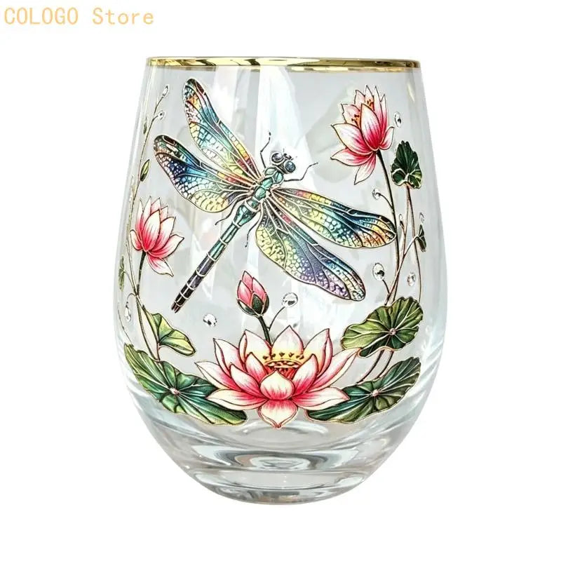 Rounded Clear Glass Cup Meal Service Stemless Beverage Juice Water Qme dragonfly1 CN