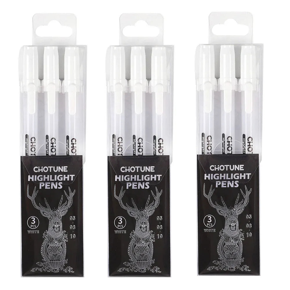 Gelly Roll Gel Pens for Journaling, Art, or Drawing - Classic White Ink - 05/08/10 Assorted Tip Sizes - 3 Pack Qme 3 set