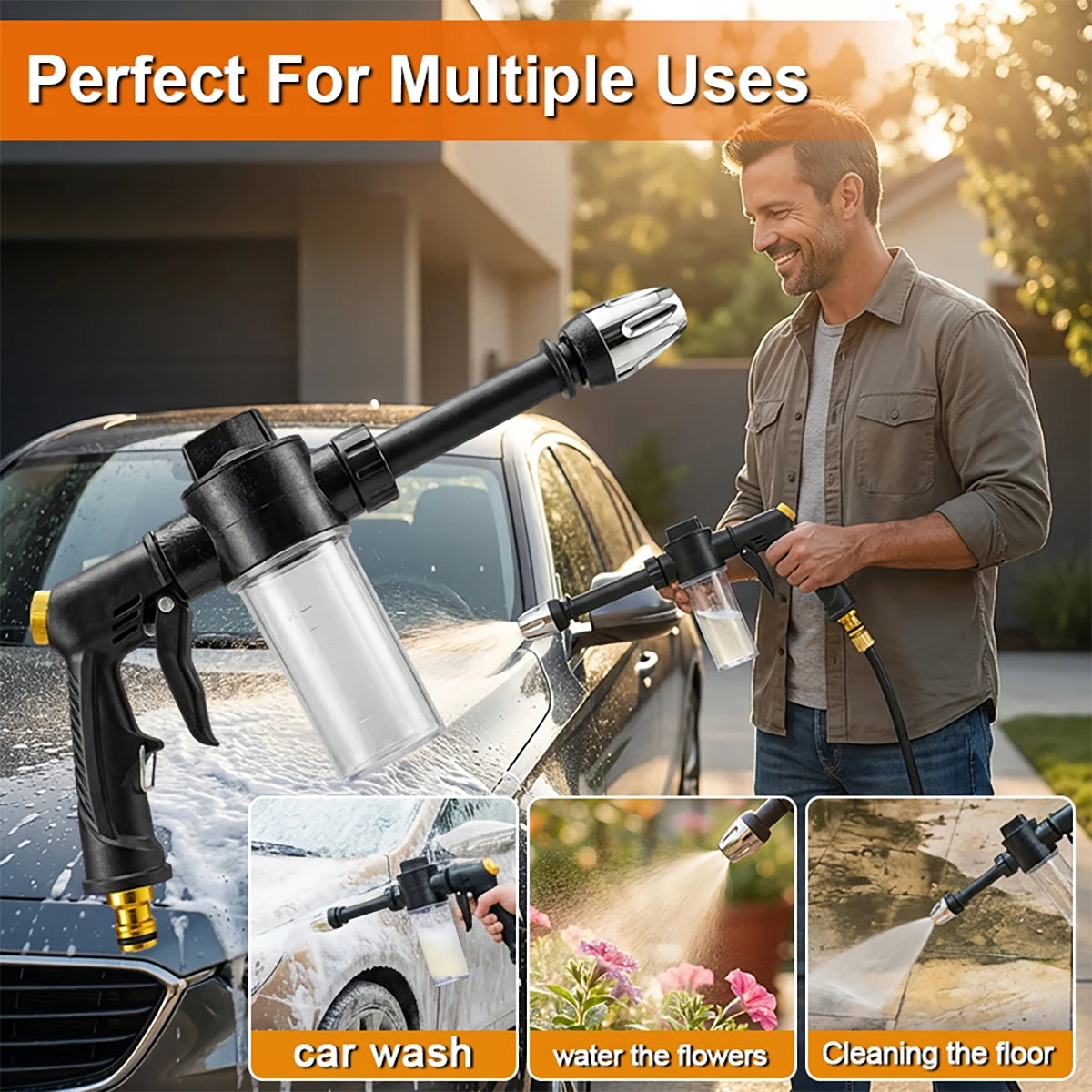 Pressure Car Washing Spray Gun Foam Bottle Multi-function Water Qme
