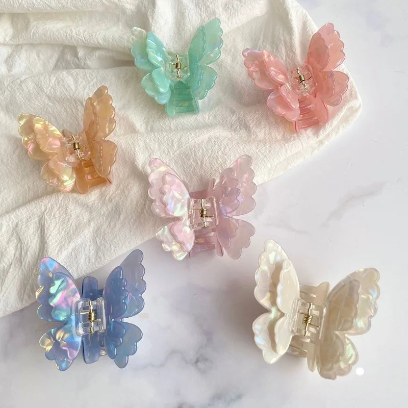 Fairy Butterfly Hair Claw French Retro Acetate Crab Clip Summer Sweet Qme