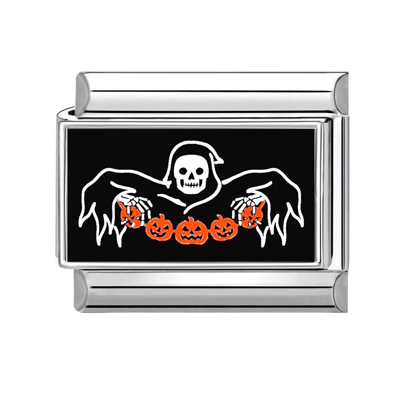 2026 Women Men Colored Star Ghost Cats Halloween Charms Italian Links