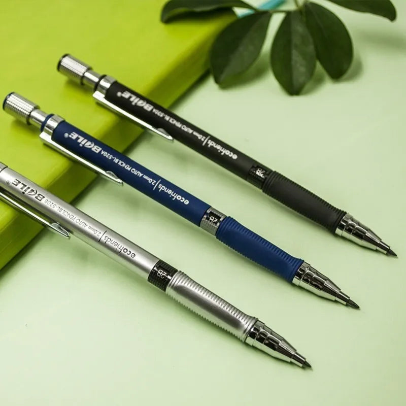 Mechanical Pencil Set 2.0 mm with 2B Black/Colors Lead Refill For Writing Sketching Art Drawing Painting School Automatic Pencil Qme