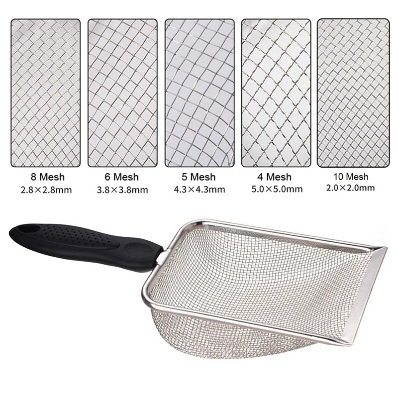 ^Pet Cleaning Tools Stainless Steel Feces Shovel Net Cat Litter Shovel Reptiles Lizard Sand Shovel Mesh Screen Fecal Spoon Qme