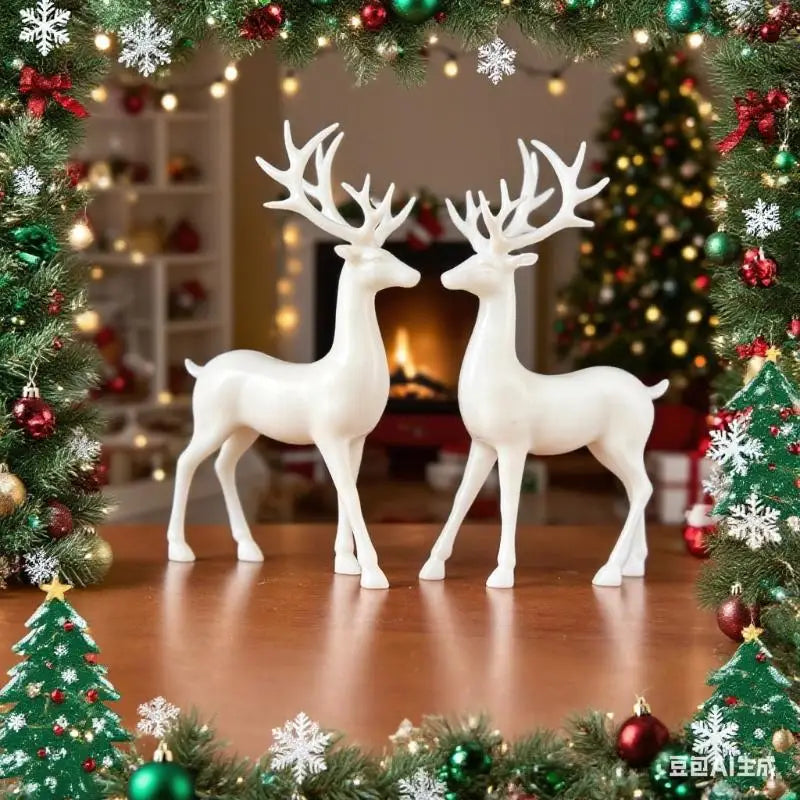 Rustic Table Ornaments Christmas Reindeer Decor For Home Indoor Xmas Holiday Small Statue Reindeer Christmas Decoration Qme
