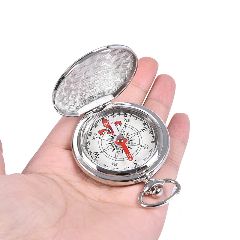 Pocket Watch Flip Compass Portable Hiking Navigation Keychain Qme