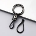 Men Car Key Chain Keyring Key Holder Strap with Metal Ring Minimalist Keychain Accessories for Car Keys Anti-Loss Key Organizer Qme Circular black