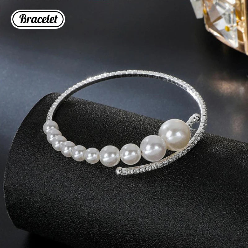 Full Diamond And Large And Small Pearl Open Collar For Women Japanese And Korean Personality Neck Strap Clavicle Chain Qme A13