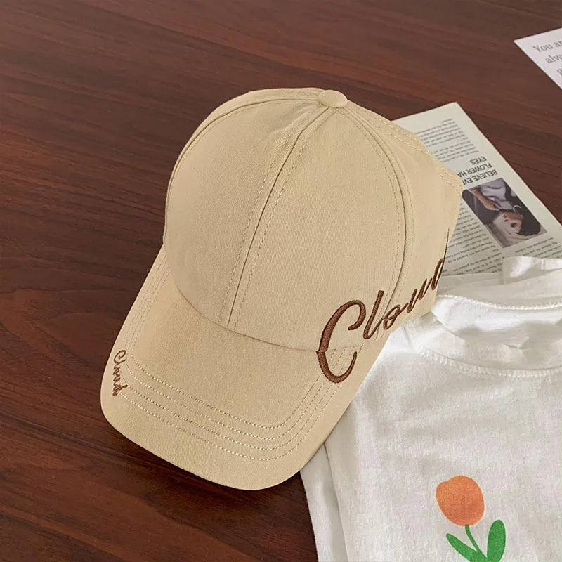 Women's Sun Hat Ponytail Hole Breathable Empty Baseball Cap Summer Qme Khaki