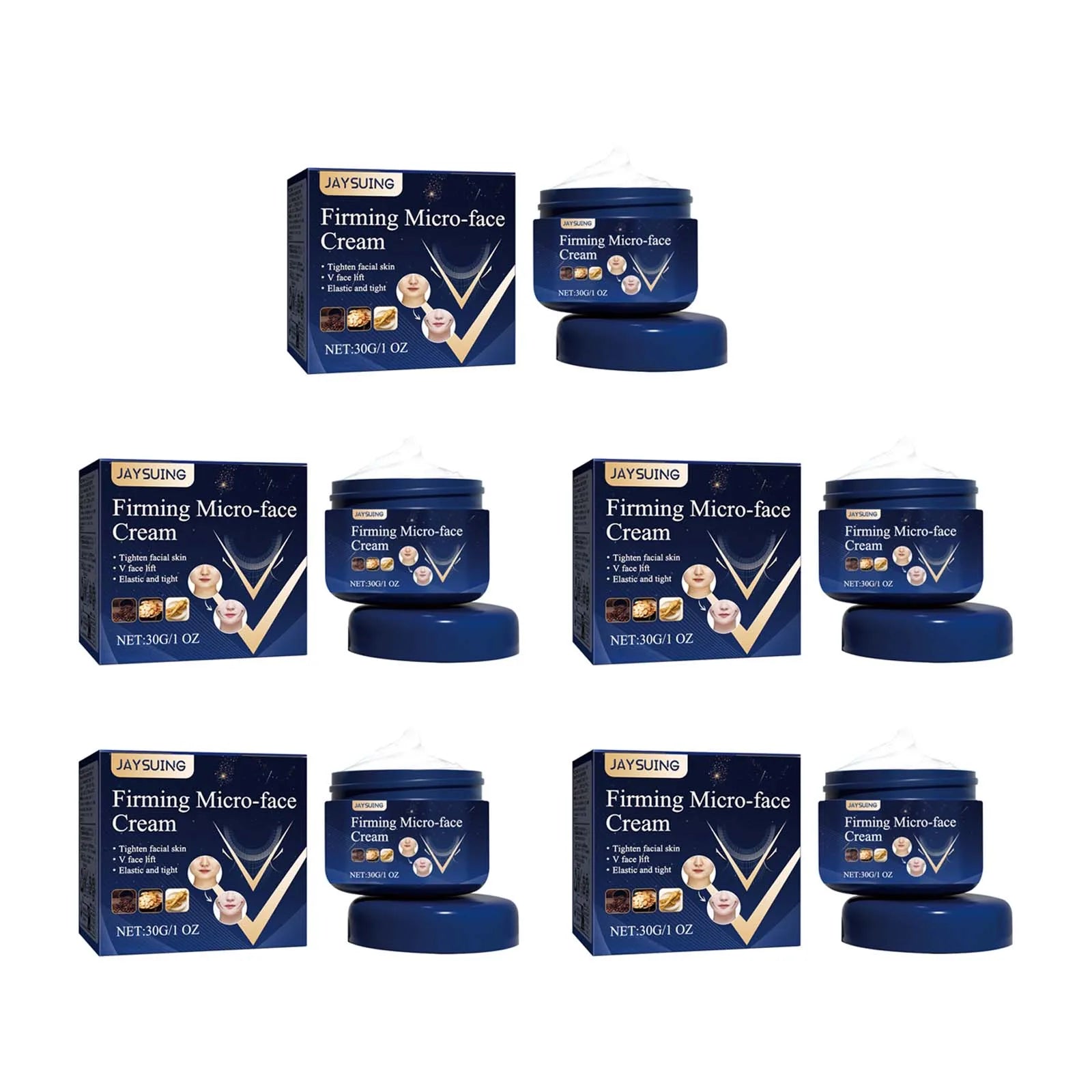 V-Shape Slimming Cream Tighten Mandibular Line Double Chin Lift Firming Face Fat Burning Massage V Face Cream Facial Skin Care Qme 5Pcs