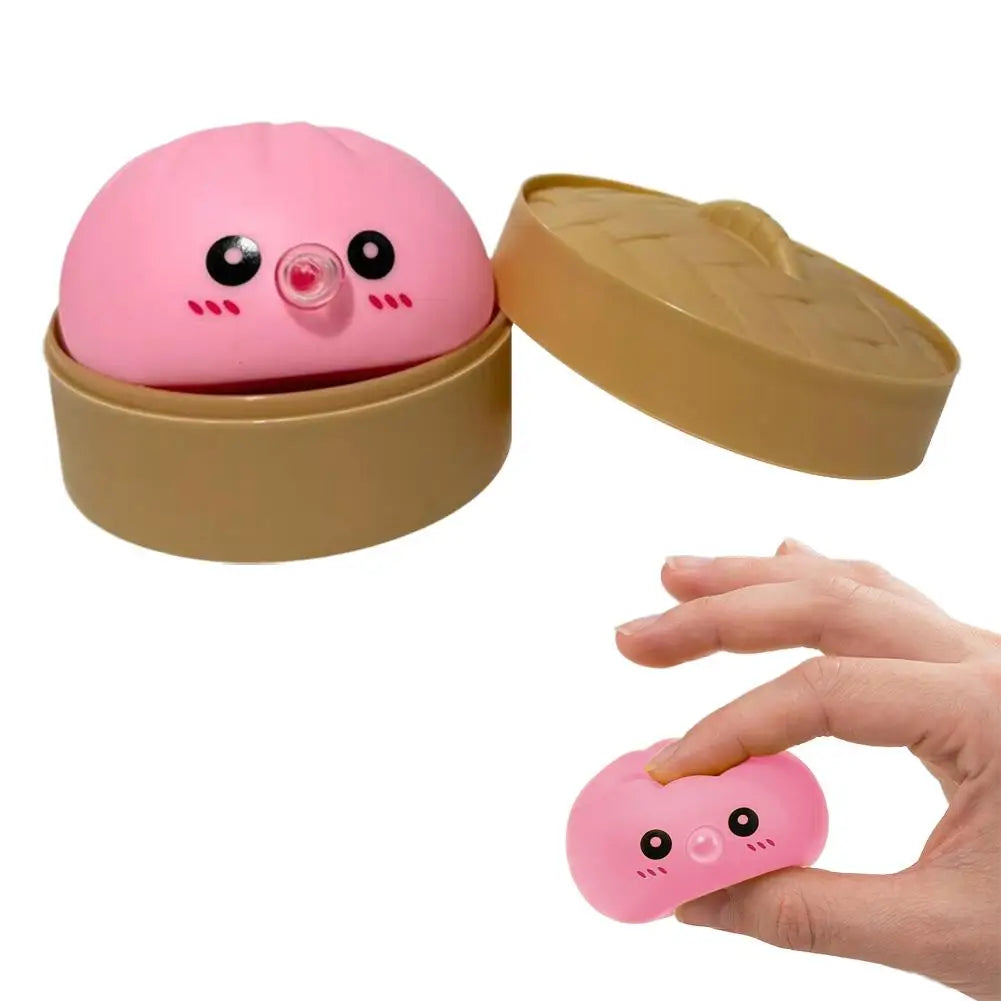 Baozi Decompress Toy Squishy Dumpling Steamer Bun Ornament Slow Qme Pink