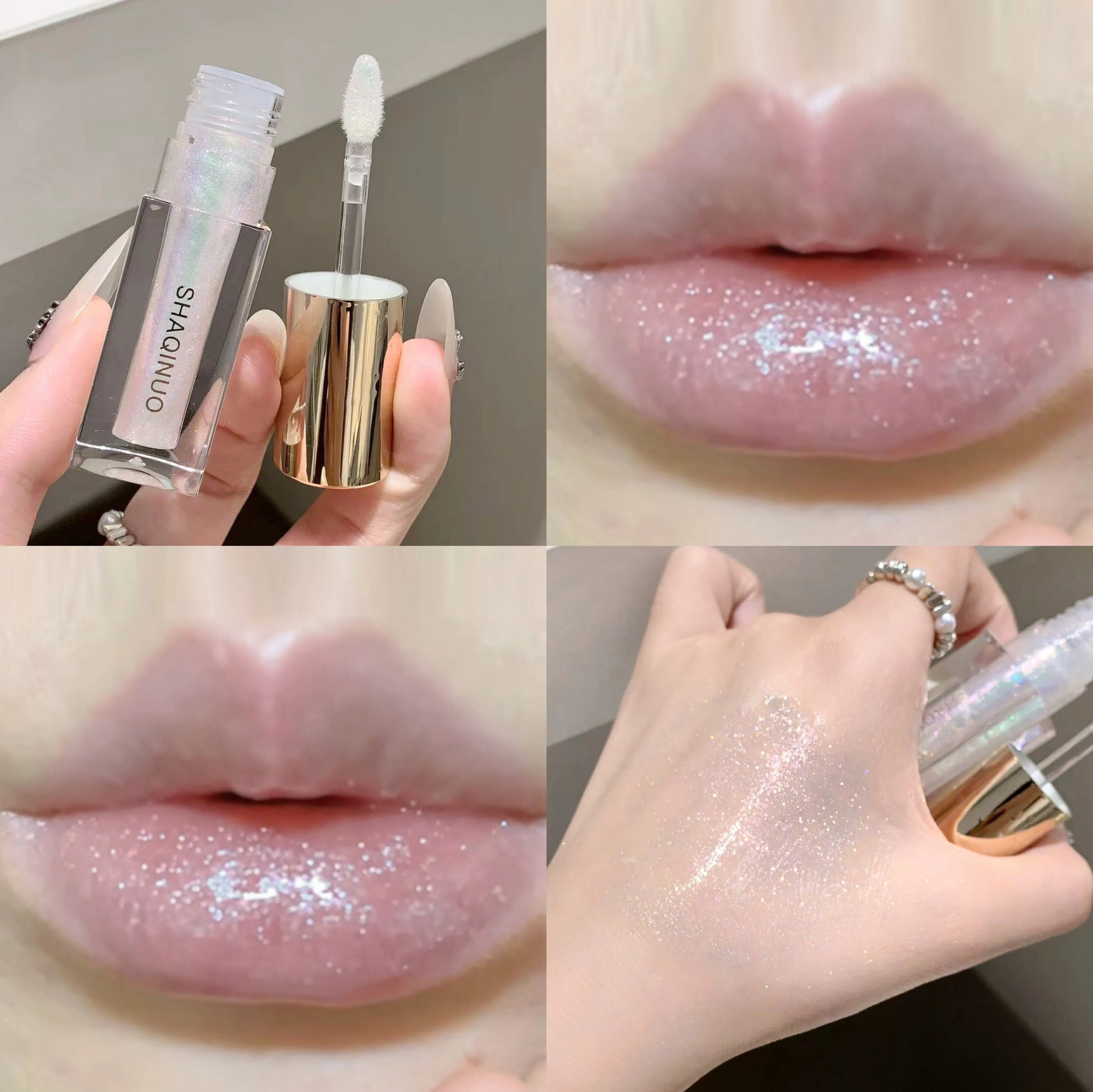 SHAQINUO Glittering Mirror Lip Glaze Watery Shimmering Light Gloss Qme S9056-04