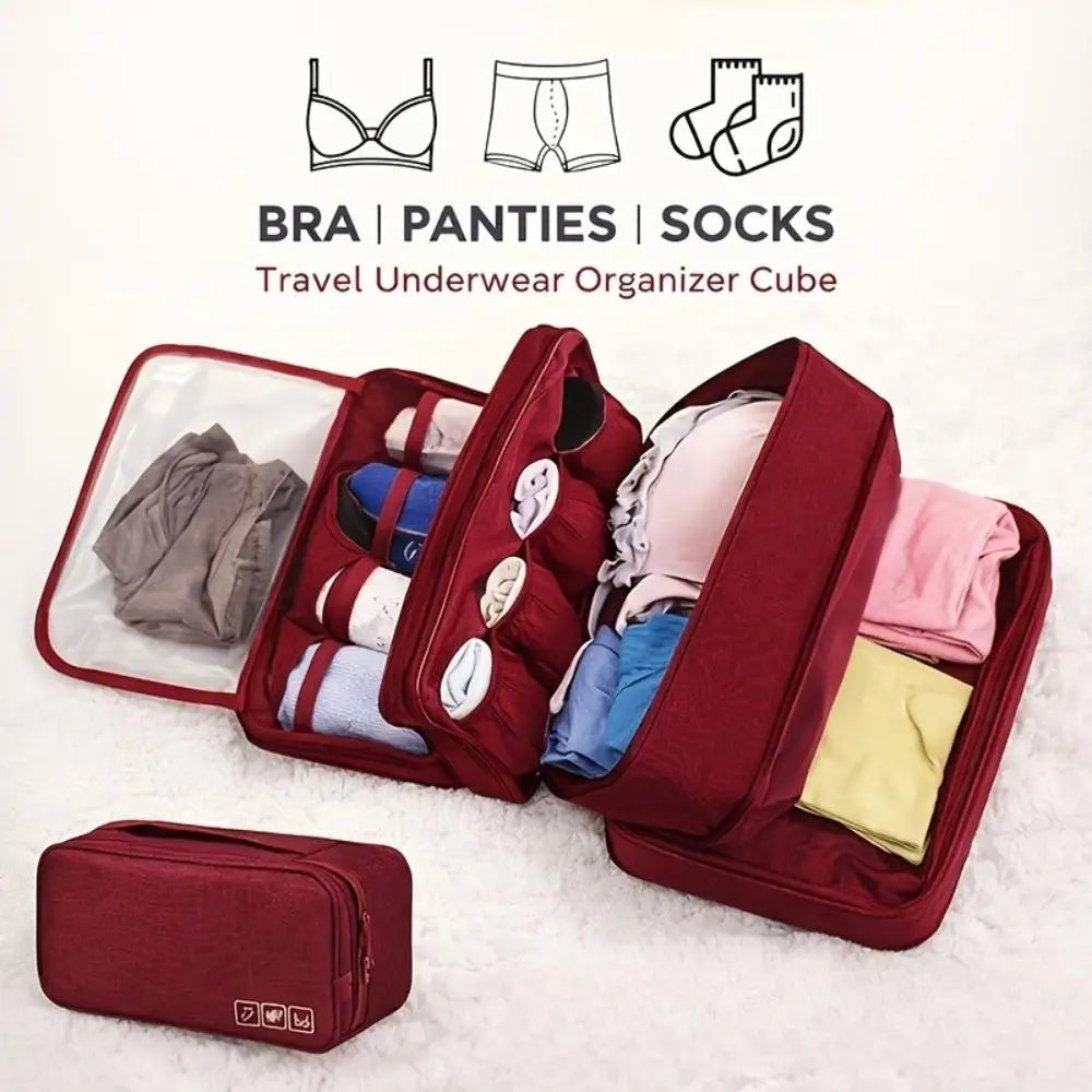 Portable Travel Multi-function Storage Cube Bag Underwear Bra Socks Qme