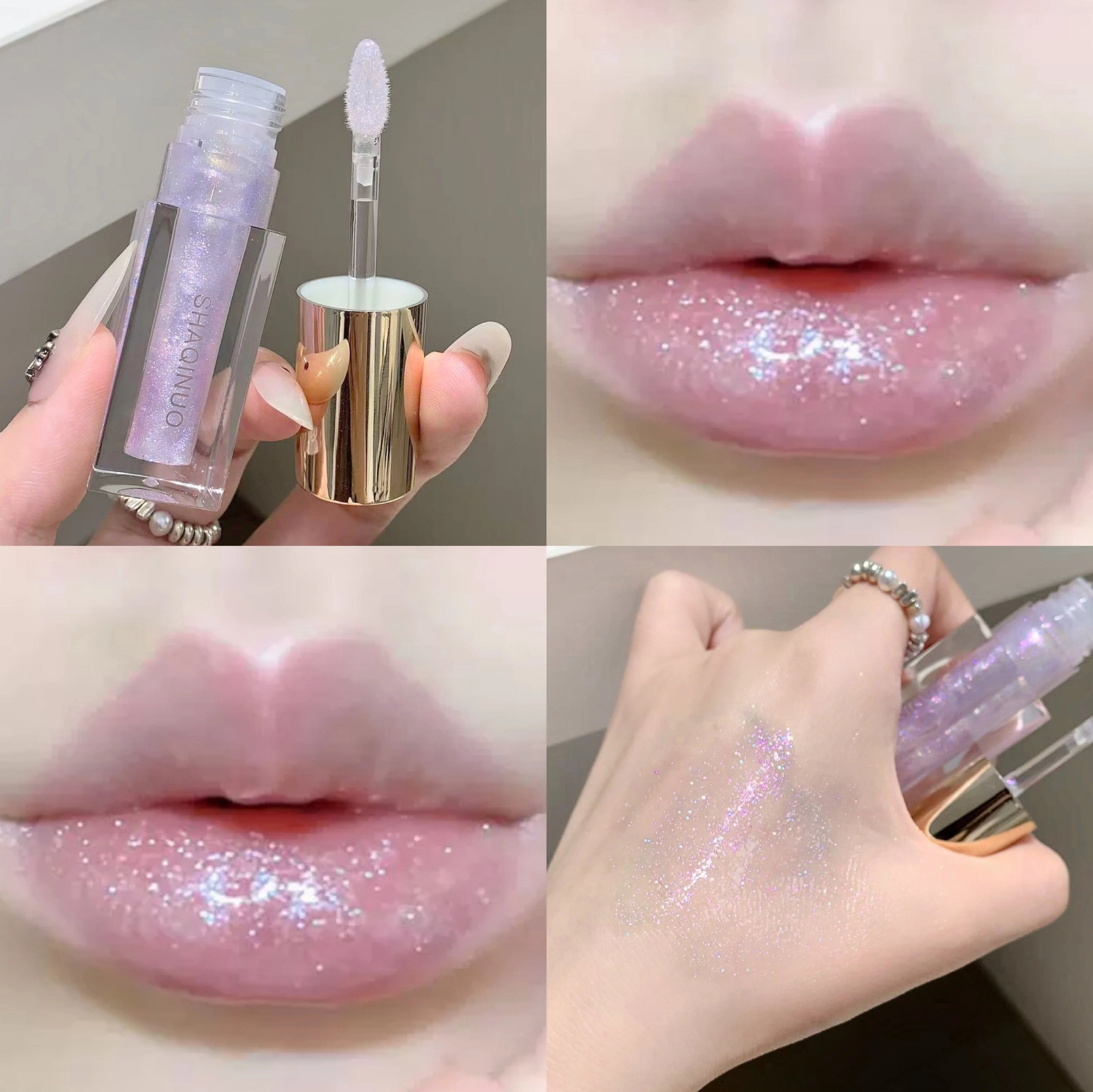 SHAQINUO Glittering Mirror Lip Glaze Watery Shimmering Light Gloss Qme S9056-02