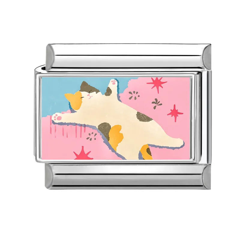 Design Cute Cartoon Animal Pet Series Cat Dog Rabbit Italian Link fit 9mm Stainless Steel Bracelet Making Gift DIY Charm Jewelry Qme Style 10