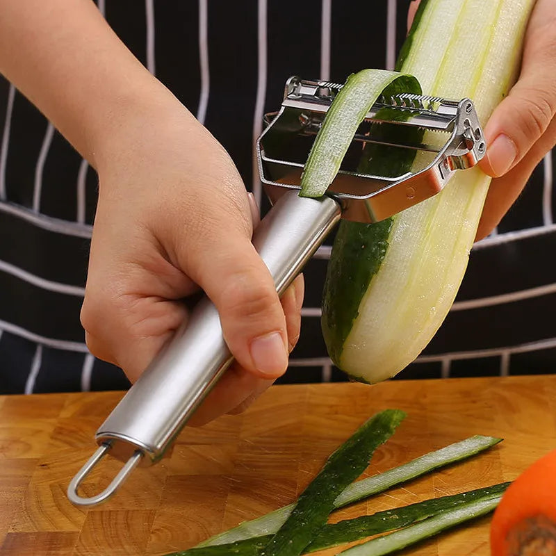 Kitchen Vegetable Peeler Stainless Steel Melon Planer Double-Head Peeler Household Multiple-Function Fruit And Vegetable Peeler Qme