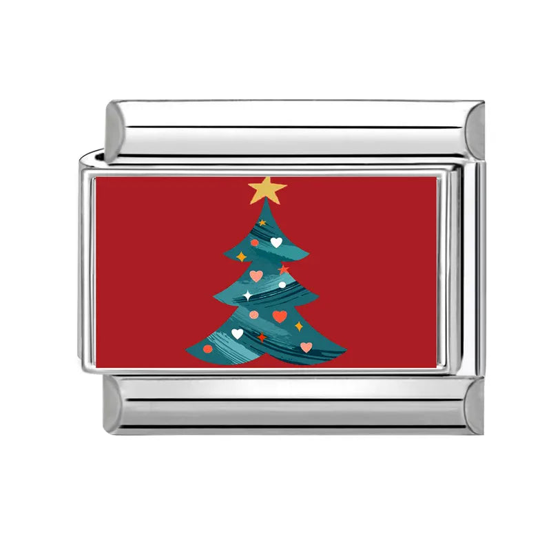 Fashion Christmas Charm Xmas Color Lights Trees Cane Candy Italian Charm Links Fit 9mm Stainless Steel Bracelet DIY Making Gifts Qme Style 10