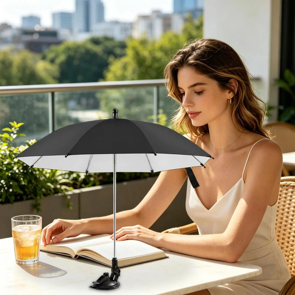 Table Top Umbrella Portable Adjustable Suction Cup Base Sun Protection Mini Drink Umbrella With Base for Terrace Beach Trip Qme