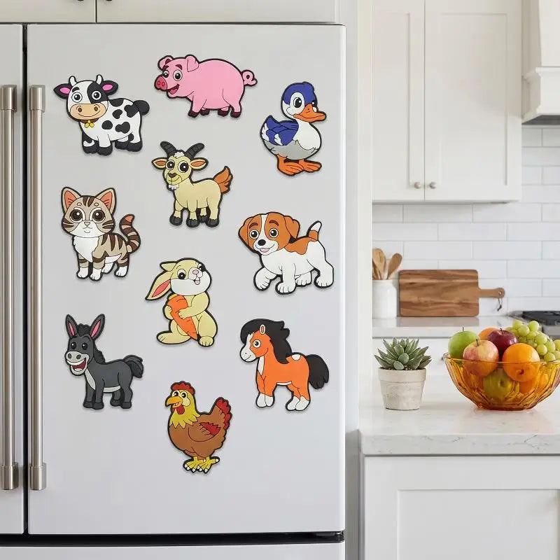 2D Flat Cute PVC Fridge Magnets Cartoon Farm Animal Dishwasher Kitten Qme