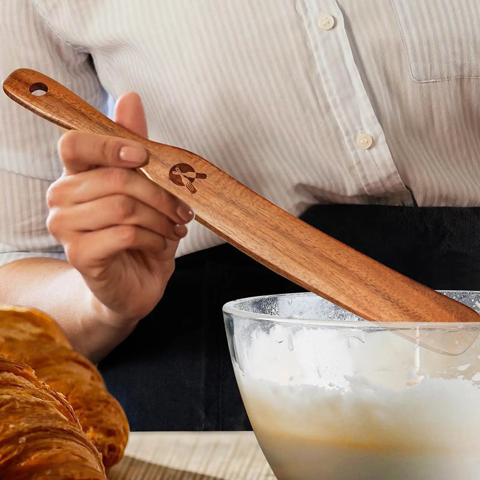 Wooden Stir Stick Narrow Jar Scraper Spatula Spoon Tools Bread Whisk Qme