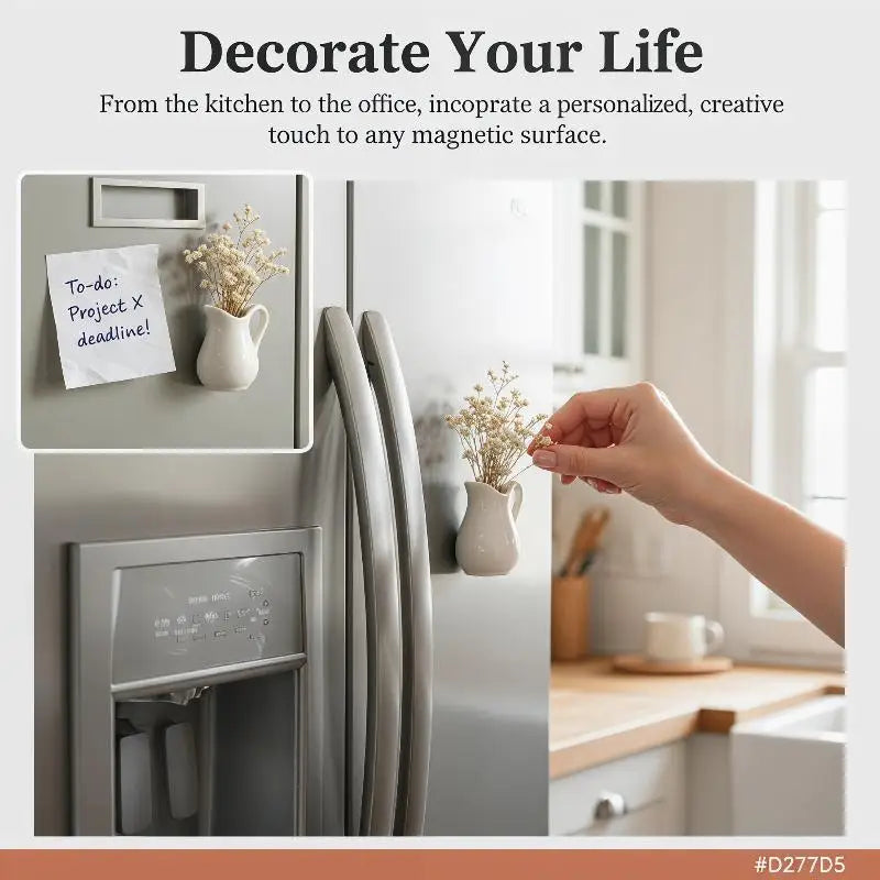 Mini Ceramic Vase Fridge Magnet 3D Micro Landscape Decorative Plant Qme