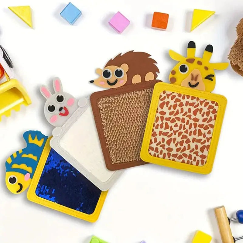 8Pcs Cartoon Animal Themed Felt Sensory Mats for Autistic Children Textured Cognition Tile Preschool Developmental Education Toy Qme