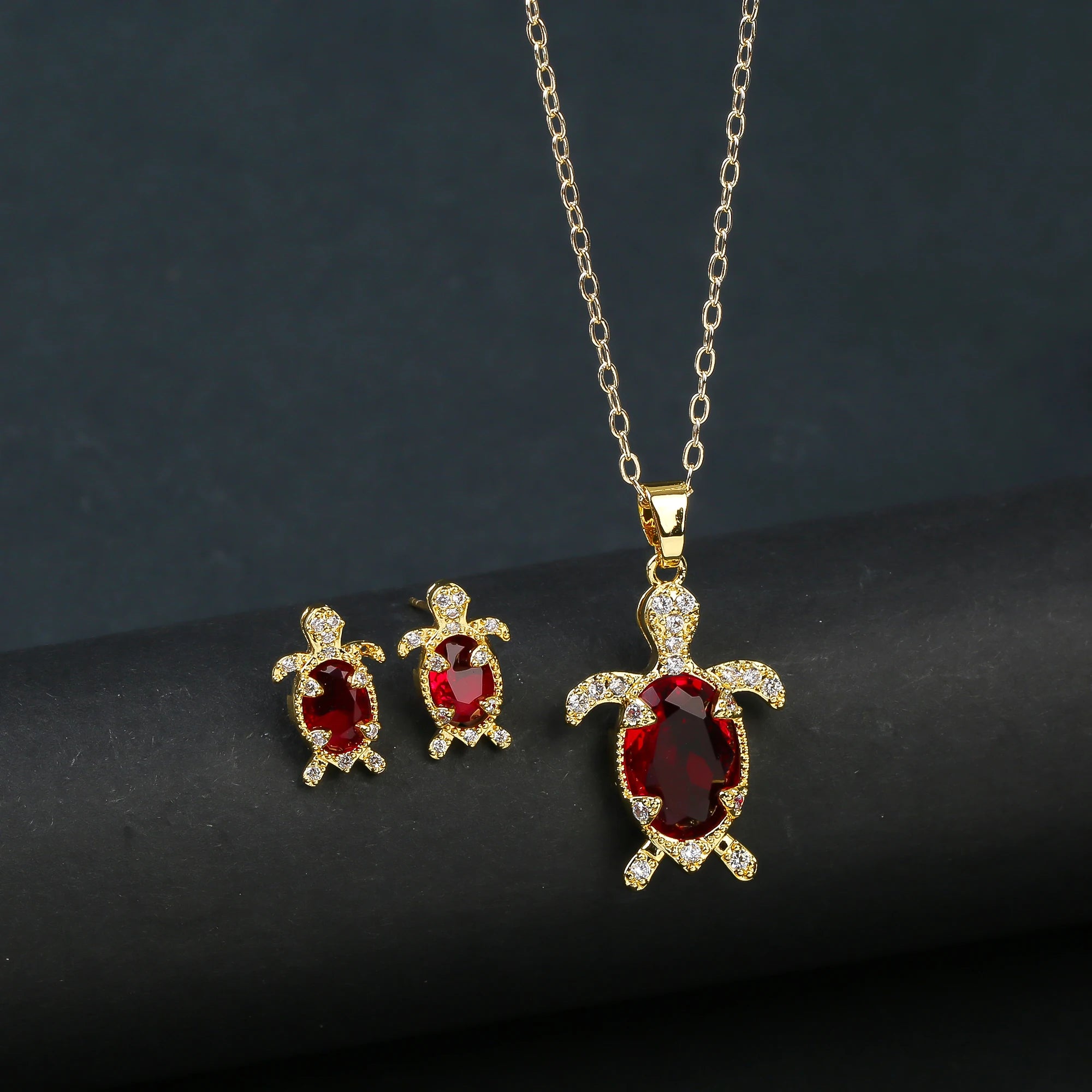 Hot Sale Luxury Cute Sea Turtle Jewelry Set Earrings Necklace Fashion for Women Animal Crystal Collection Jewelry Wedding Gifts Qme Jewelry Set 4