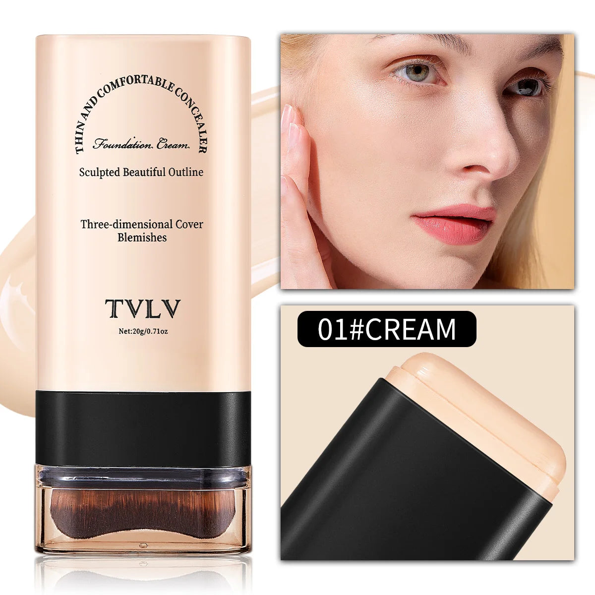 Foundation Make-up Concealer Light Thin Hold Makeup Cover Facial Qme 01 CREAM