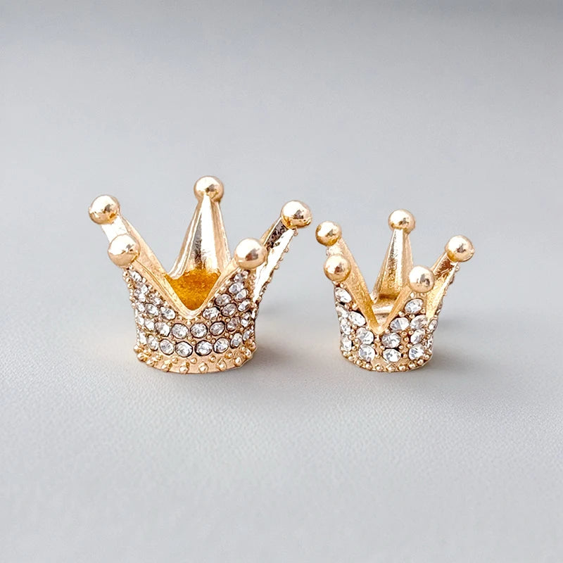2 Dollhouse Miniature Gold Mini Alloy Crown Rhinestone Princess Small Qme
