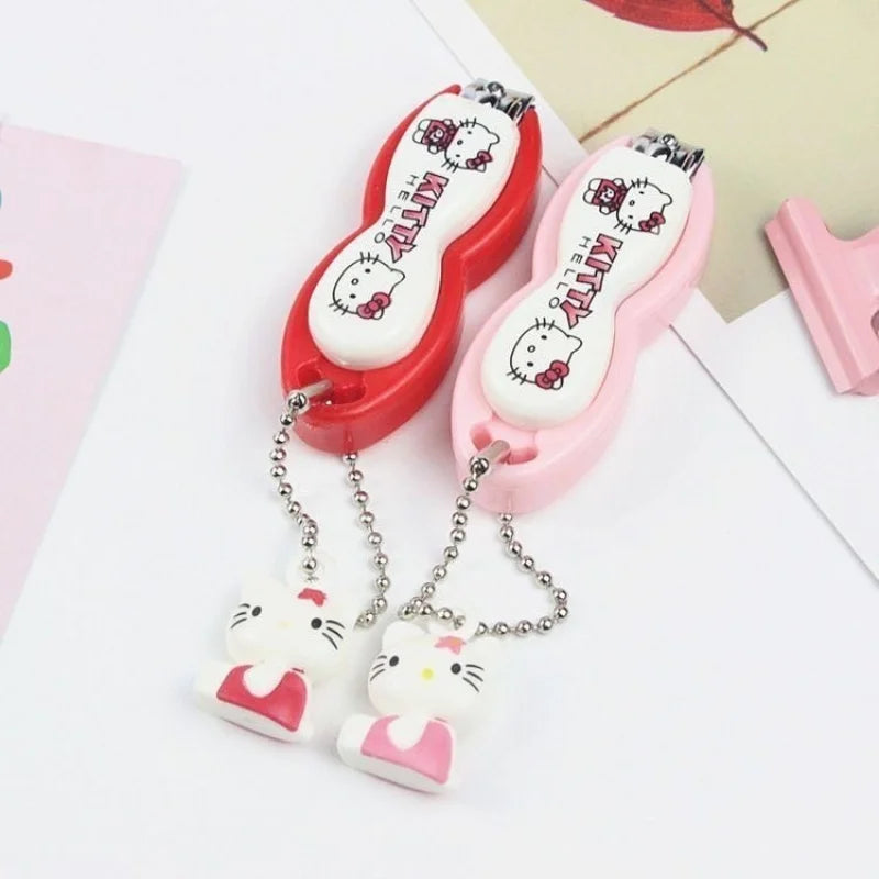 Hello Kitty Car Keychain Nail Clippers Cute and Creative 3D Couple Backpack Charms Nail Clippers Car Keychain Charms Qme