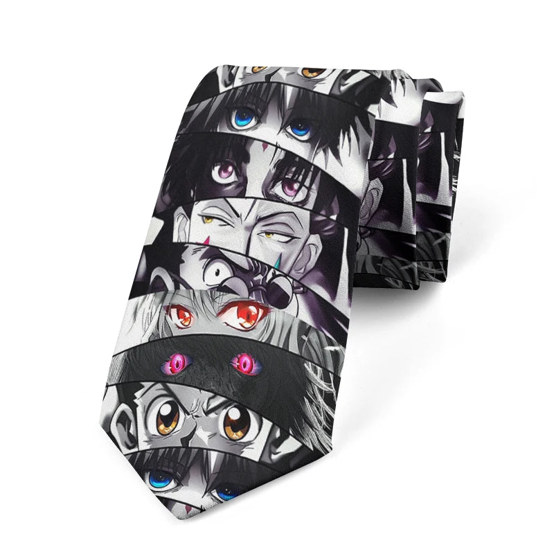 Japanese Cartoon Printing Men's Women's Ties Unique Eye Designcasual Qme style4
