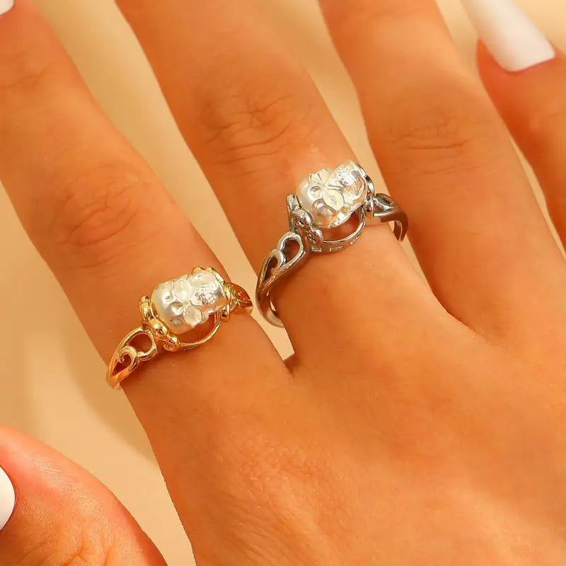 1Pcs New Vintage Gothic Steel Skull Rings Women Punk Rock Skeleton Women Ring Punk Rock Party Jewelry Accessories Qme