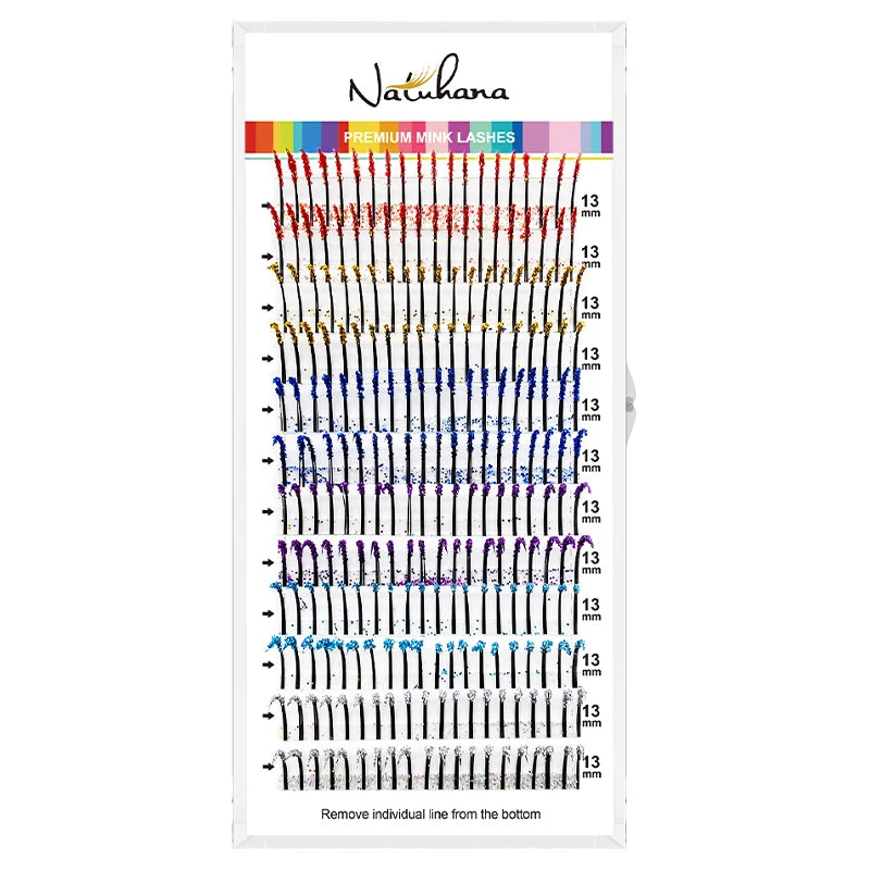 NATUHANA Glitter Shiny Colorful False Eyelash Extension DIY Mix Qme MIX COLOR C 14mm