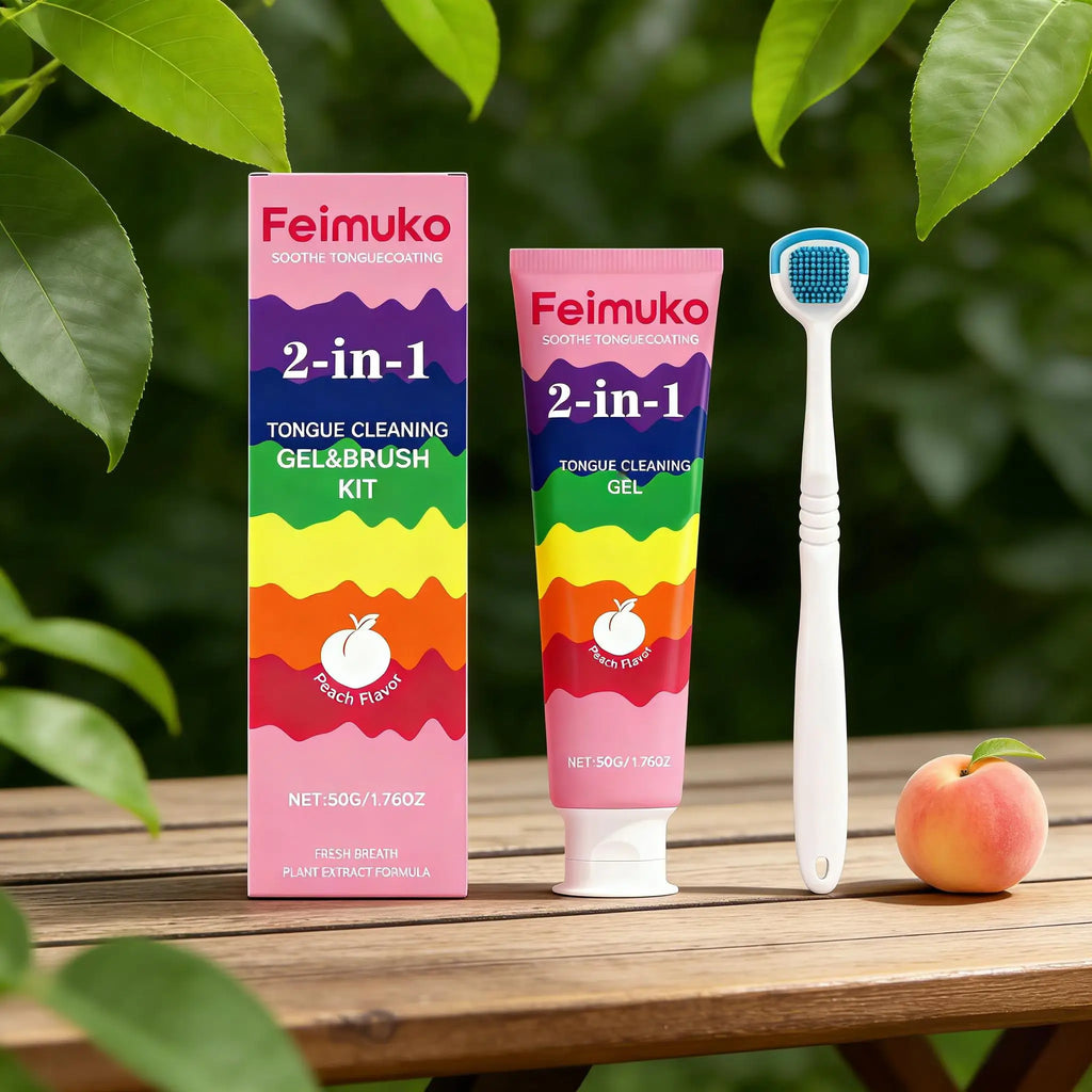 Tongue Coating Cleaning Gel Removal Odor Inhibit Oral Bacteria Refresh Bad Breath Brighten Teeth Tongue Cleaner with Toothbrush Qme