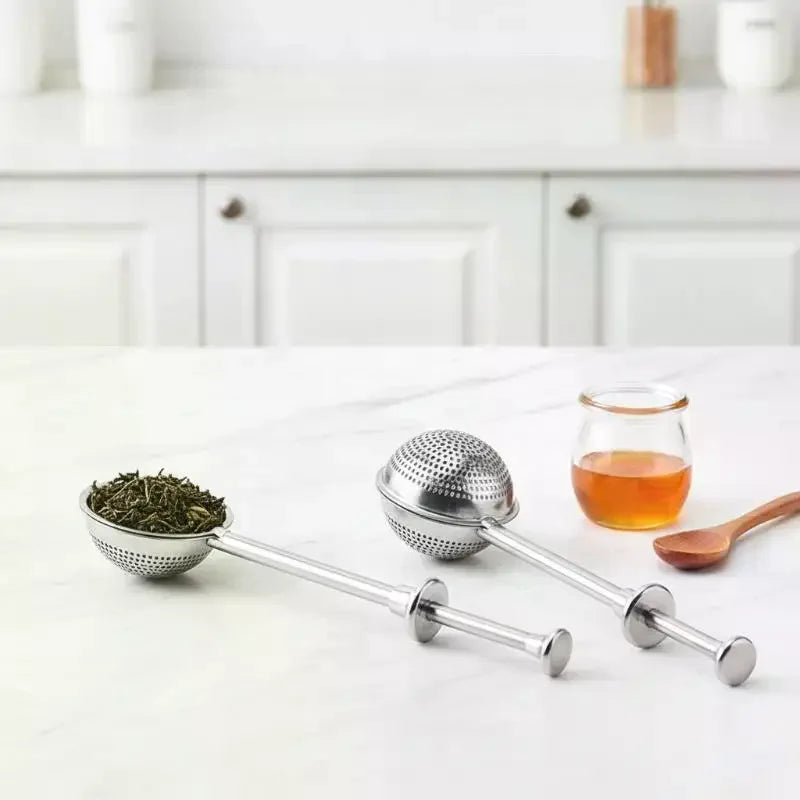 Stainless Steel Long Handle Tea Infuser Fine Mesh Rust Resistant For Home Office Loose Leaf Tea Brewing Qme