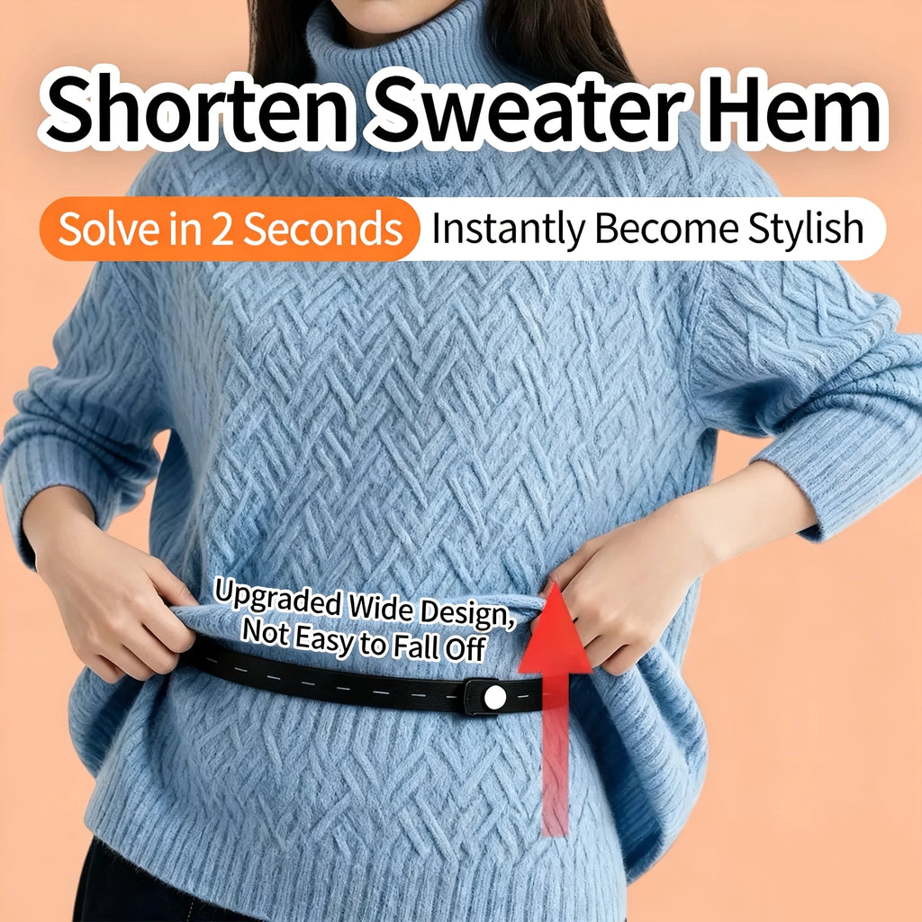 Adjustable hem and waist cinching tool, suitable for T-shirts, knitwear, dresses, sewing free hem shortening device with snap bu Qme