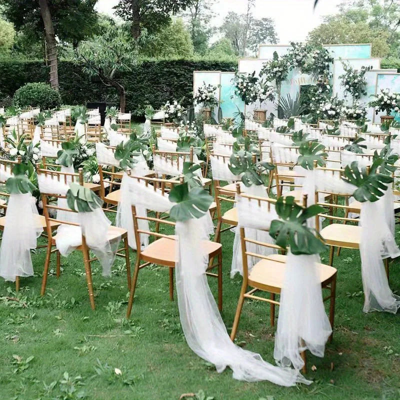 1PC 500cm*48cm gauze gauze wedding layout arch decoration garden party stairs chair back decoration organza Qme