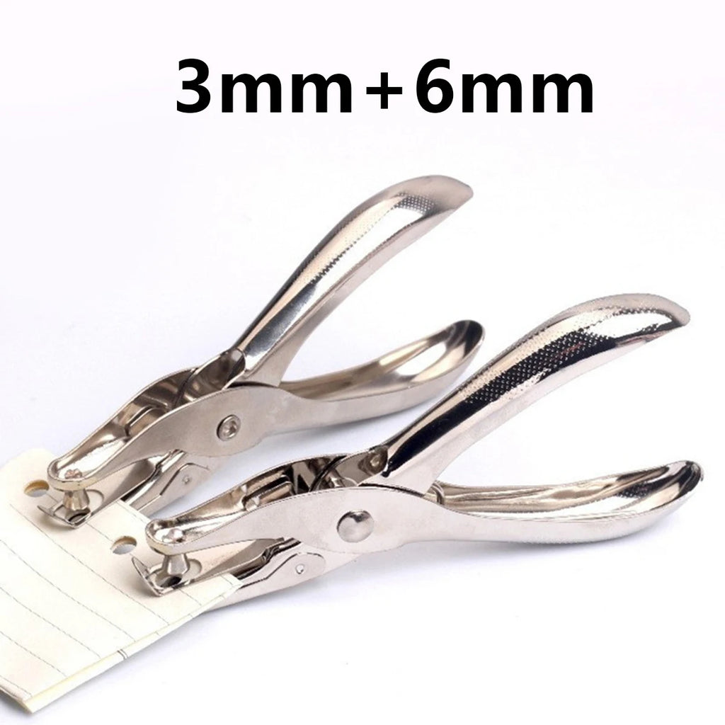 3/6mm Single Hole Punch 8 Sheet Capacity Diameter Hole Puncher Hand Paper Scrapbooking Punches for Home Office School Supplies Qme 2 pcs